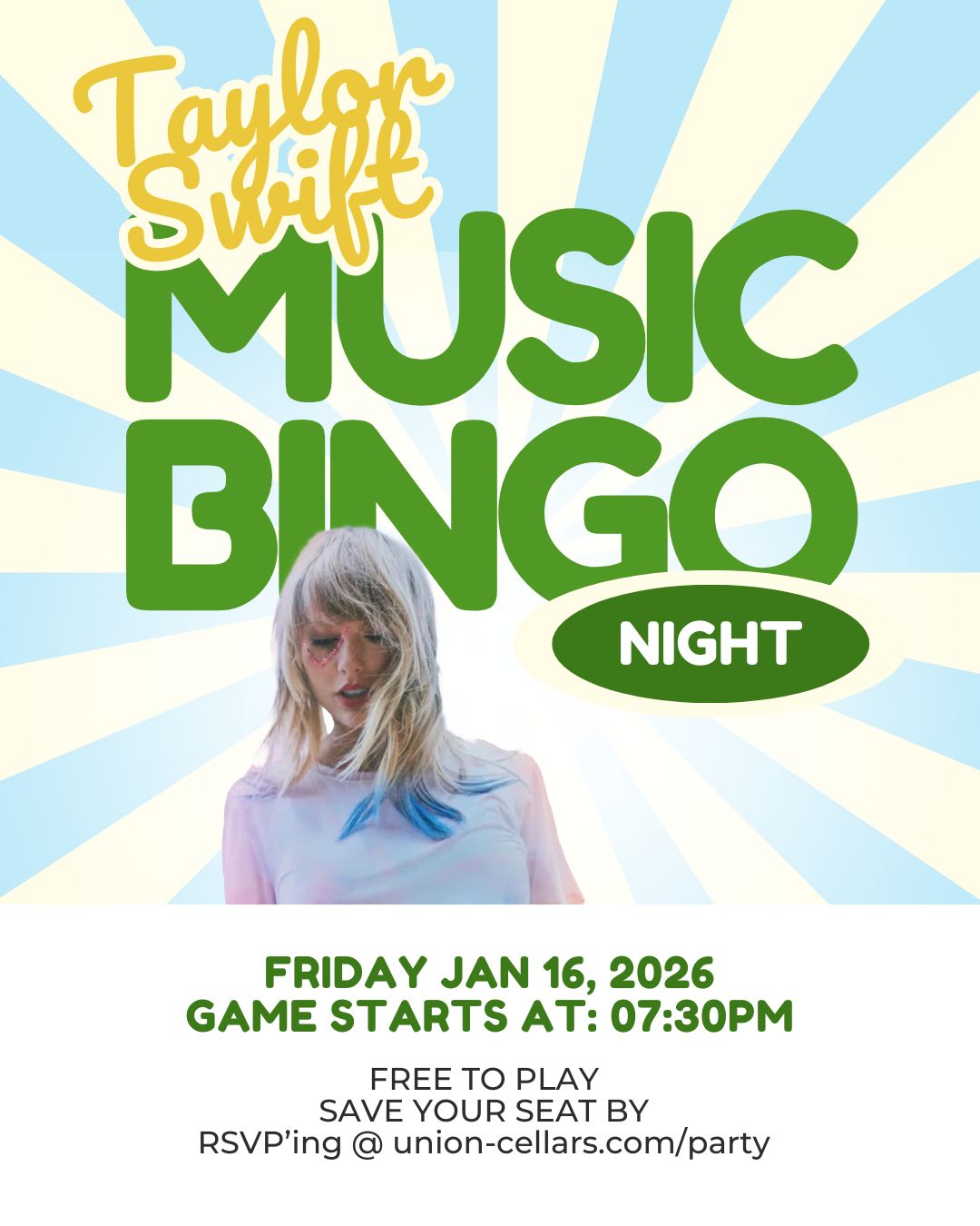 Music Bingo - Taylor Swift Edition