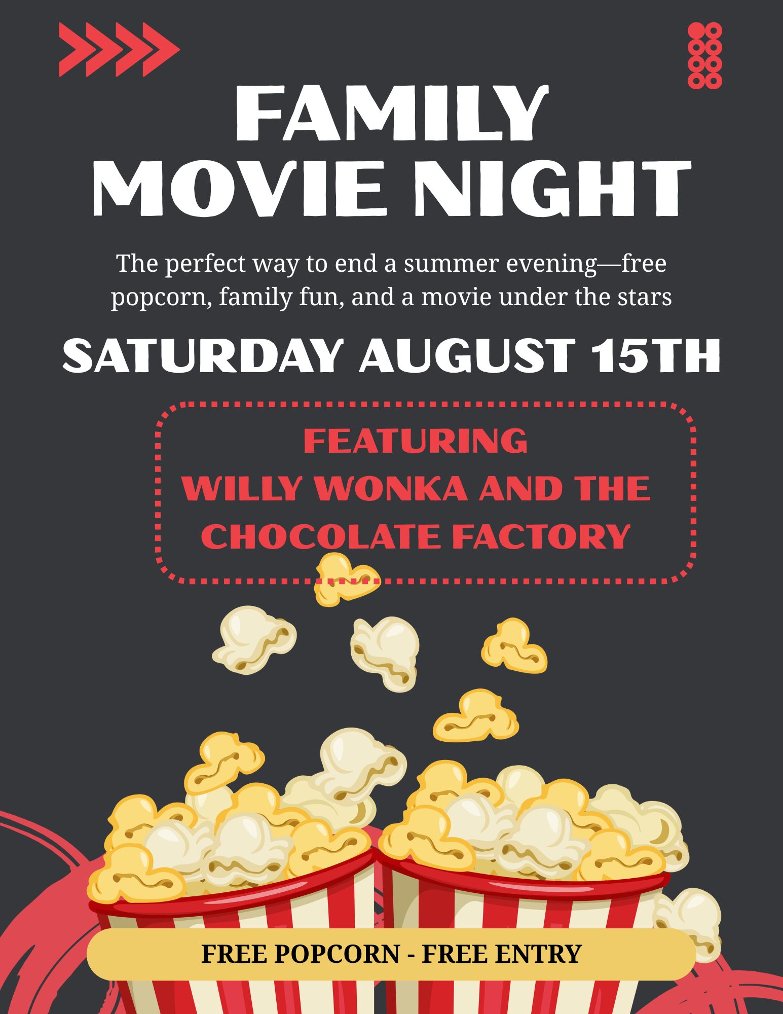 Family Movie Night Featuring Willy Wonka and the Chocolate Factory
